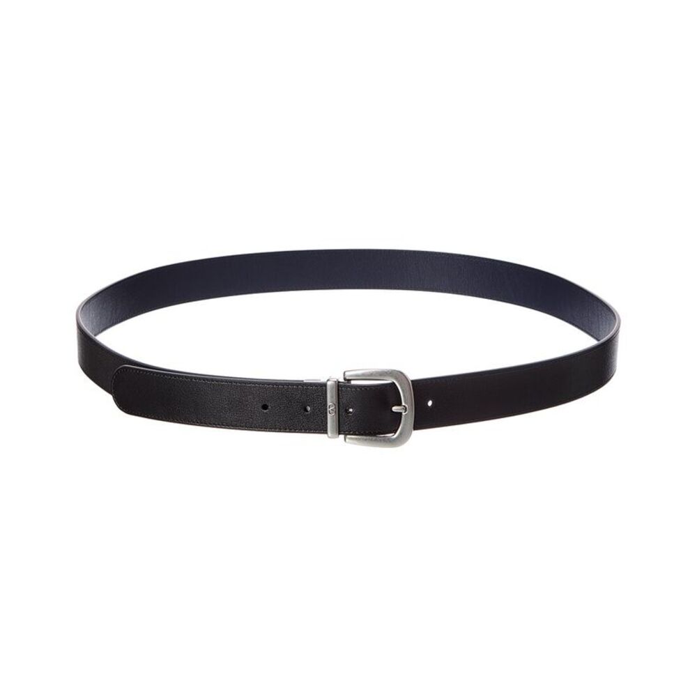 Valentino Vlogo Reversible Leather Belt, Black
